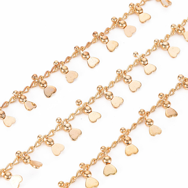

PandaHall Handmade Brass Curb Chains, Soldered, with Spool, Heart, Real 18K Gold Plated, 2.8x1.5x0.3mm, about 16.4 Feet(5m)/roll Brass