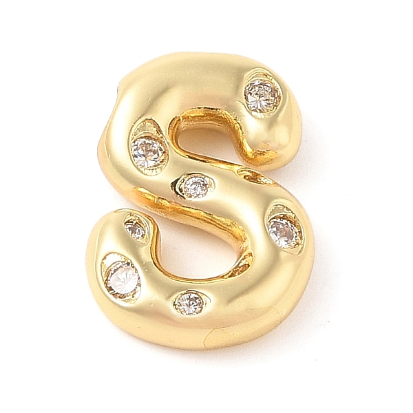 

PandaHall Brass Micro Pave Clear Cubic Zirconia Pendant, Letter A~Z, Letter S, 23x16.5x6mm, Hole: 4mm Brass+Cubic Zirconia Letter S Clear