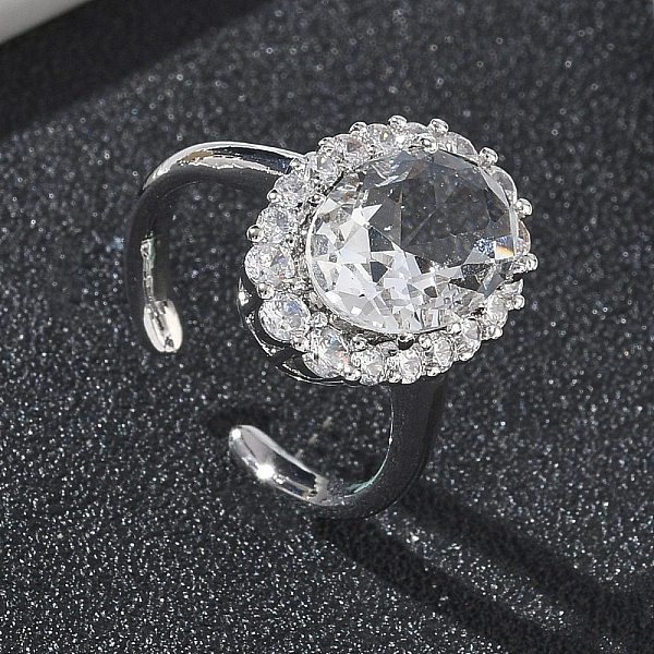 Bagues ouvertes en laiton avec micro pavé de zircones cubiques pour femmes