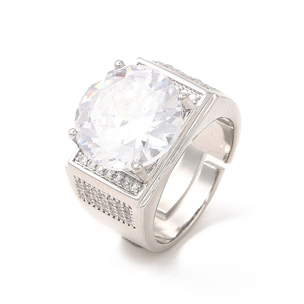 

PandaHall Clear Cubic Zirconia Adjustable Ring, Wide Band Ring, Rack Plating Brass Jewelry for Women, Long-Lasting Plated, Cadmium Free &...