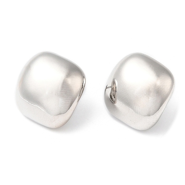 

PandaHall Rack Plating Brass Square Stud Earrings, Platinum, 18x18mm Brass Square