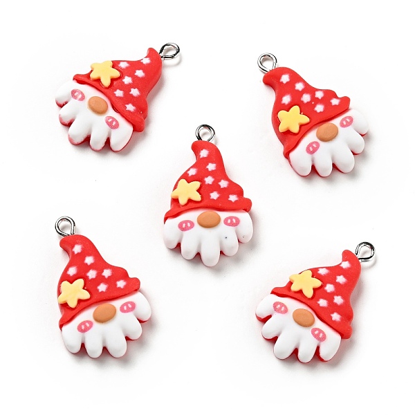 

PandaHall Christmas Opaque Resin Pendants, with Platinum Tone Iron Loops, Gnome with Hat Charm, Red, 31x18x6mm, Hole: 2x2.5mm Iron+Resin...