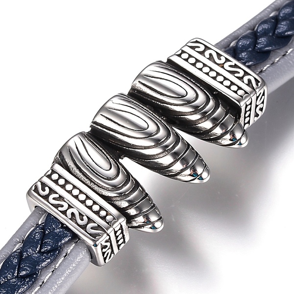 

PandaHall Men's Braided Leather Cord Bracelets, with 304 Stainless Steel Findings and Magnetic Clasps, Light Steel Blue, 8-5/8 inch(220mm)...