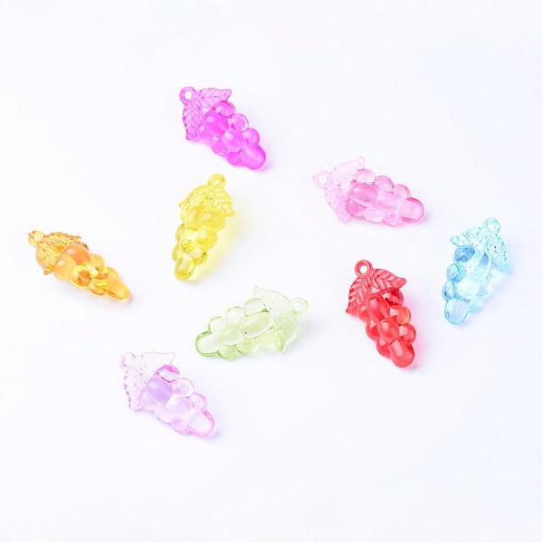 

PandaHall Transparent Acrylic Pendants, Grape, Mixed Color, 44x26x16mm, Hole: 2.5mm, about 114pcs/500g Acrylic Fruit Multicolor