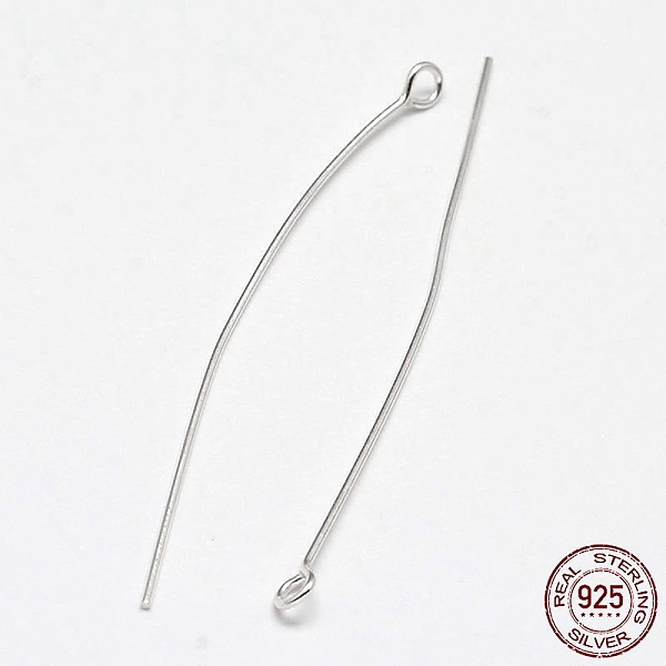 

PandaHall 925 Sterling Silver Eye Pins, Silver, 15x0.6mm, Head: 3mm Sterling Silver