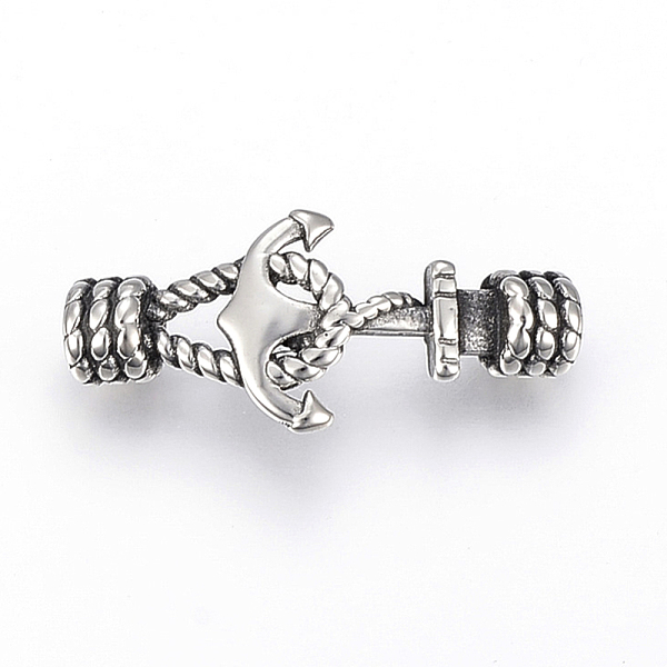 

PandaHall 304 Stainless Steel Links connectors, For Leather Cord Bracelets Making, Rope & Anchor, Antique Silver, 37x16.5x8mm, Hole: 5mm 304...