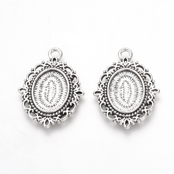

PandaHall Tibetan Style Alloy Pendant Cabochon Settings, Oval, Lead Free & Nickel Free, Antique Silver, Tray: 18x13.5mm, 36x27x3mm, Hole...