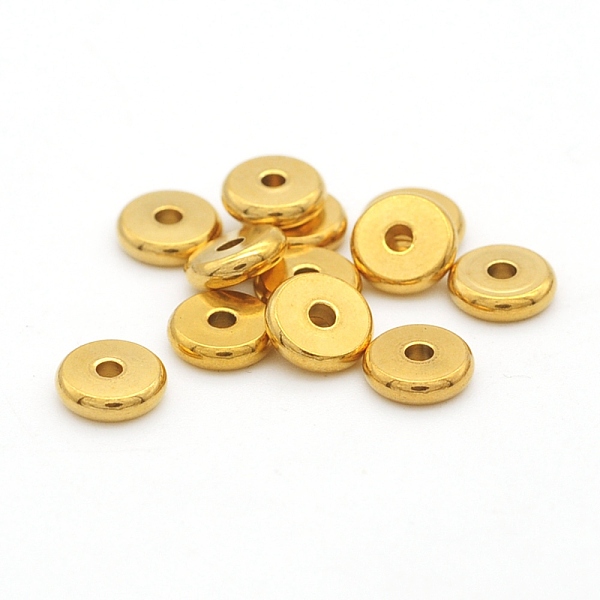

PandaHall 304 Stainless Steel Beads, Disc/Flat Round, Golden, 5x2mm, Hole: 1.8mm 304 Stainless Steel Disc