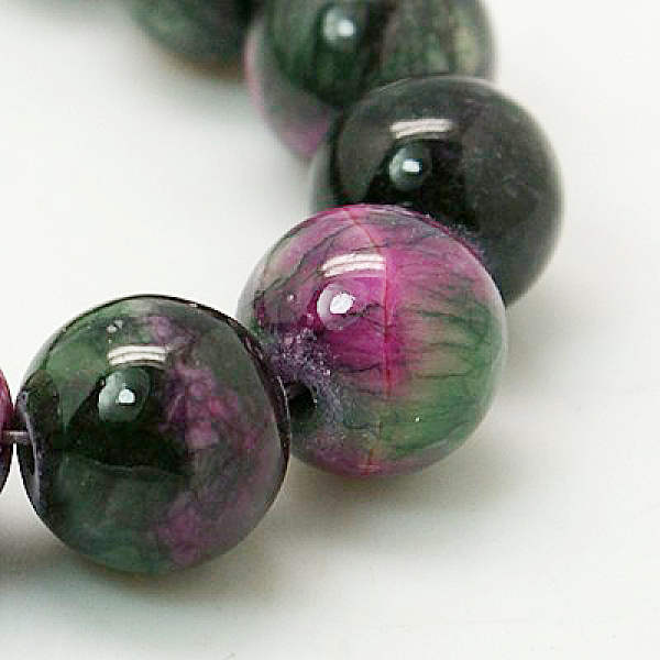 

PandaHall Jade Beads Strands, Natural White Jade, Dyed, Round, Colorful, 6mm, Hole: 1mm, about 69pcs/strand, 15.7 inch White Jade Round