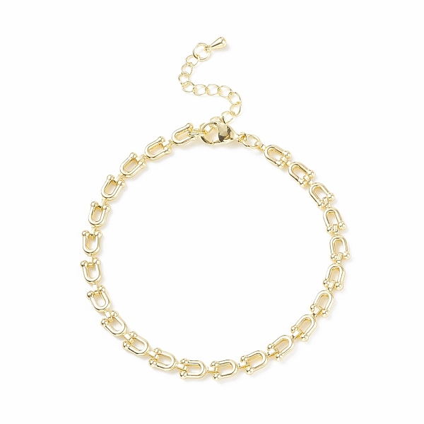 

PandaHall Brass Initial Letter U Link Chain Bracelet for Women, Light Gold, 7-1/2 inch(19cm) Brass