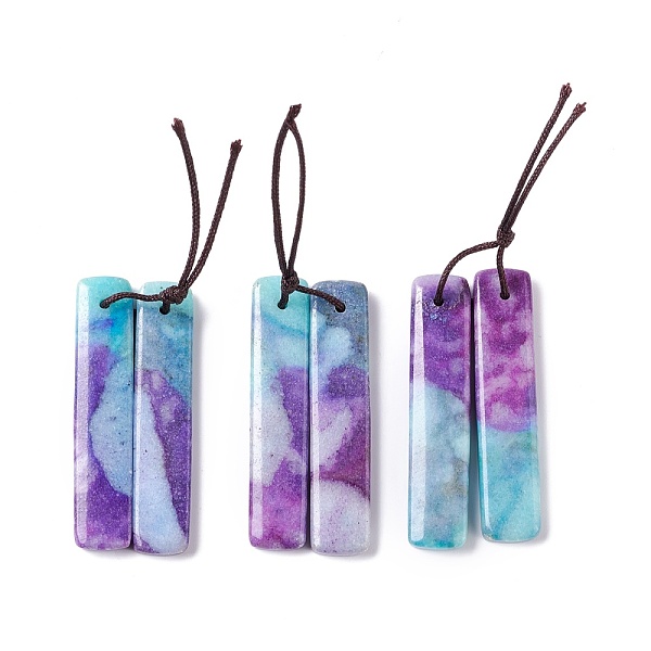 

PandaHall Natural Calcite Pendants, Dyed, Rectangle, 48x12x3mm, Hole: 1.6mm, 2pcs/pair Calcite Rectangle