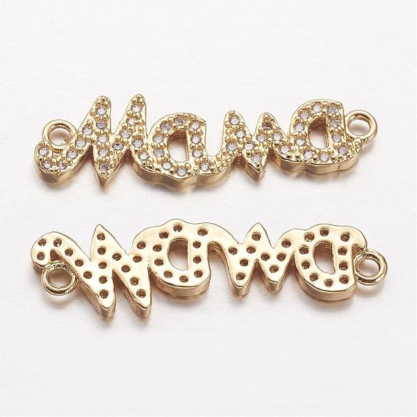 

PandaHall Brass Micro Pave Cubic Zirconia Links, For Mother's Day Jewelry Making, WordMama, Cadmium Free & Nickel Free & Lead Free, Golden...