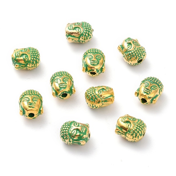 

PandaHall Alloy Beads, Buddha's Head, Golden & Green Patina, 10.5x8.6x7.7mm, Hole: 2mm Alloy Human