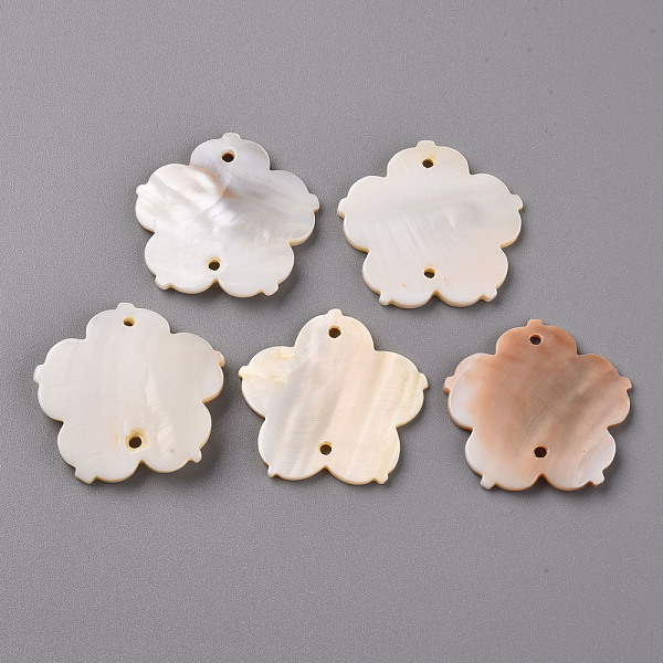 

PandaHall Freshwater Shell Links Connectors, Flower, 37x37x2mm, Hole: 1.2mm Shell Flower