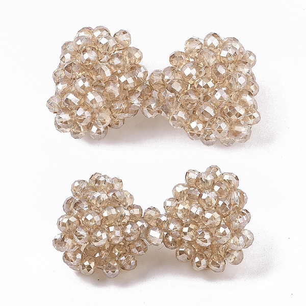 

PandaHall Plating Acrylic Woven Beads, Cluster Beads, Bowknot, Peru, 16.5x32x13mm, Hole: 4x6mm Acrylic Bowknot Brown