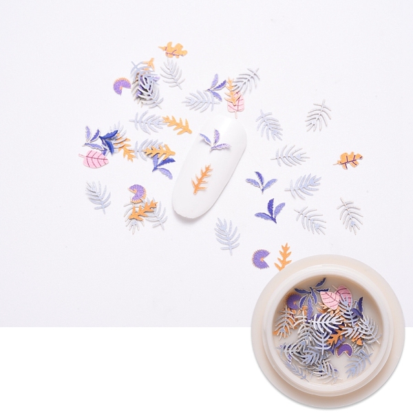 

PandaHall Paper Cabochons, Nail Art Decorations Accessories, Leaf, Mixed Color, 4.5~9.5x4~8x0.2mm, about 50pcs/box Paper Leaf Multicolor
