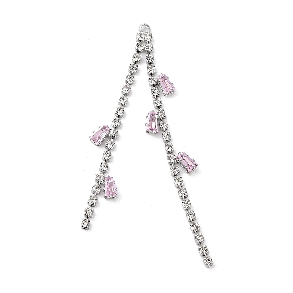 

PandaHall Brass Micro Pave Cubic Zirconia Big Pendants, Platinum, 67x10~17x2.5mm, Hole: 2mm Brass+Cubic Zirconia Clear