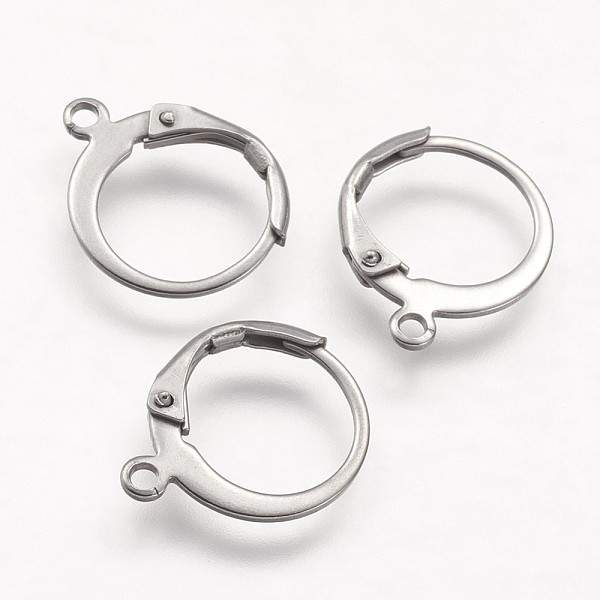 

PandaHall 304 Stainless Steel Leverback Earring Findings, with Loop, Stainless Steel Color, 14.5x12x2mm, Hole: 1mm, pin: 0.5x0.7mm 304...