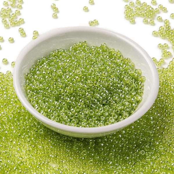 

PandaHall MIYUKI Round Rocailles Beads, Japanese Seed Beads, 8/0, (RR172) Transparent Chartreuse Luster, 3mm, Hole: 1mm, about..., Green