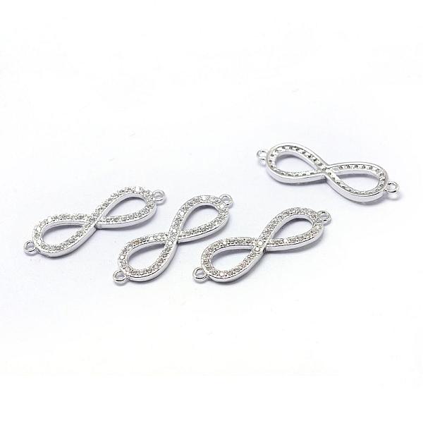 

PandaHall Rack Plating Brass Cubic Zirconia Links, Long-Lasting Plated, Infinity, Platinum, 29x9x2mm, Hole: 1.5mm Cubic Zirconia Infinity