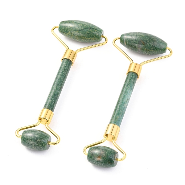 

PandaHall Natural Jade Brass Face Massager, Facial Rollers, Golden, 142~150x54~58x19~22mm Jade Others