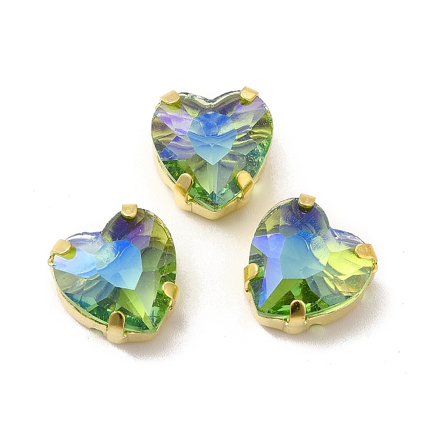 

PandaHall Moonlight Effect Heart Sew on Rhinestone, Multi-strand Links, with Golden Tone Brass Prong Settings, Garments Accessories, Peridot..., Green