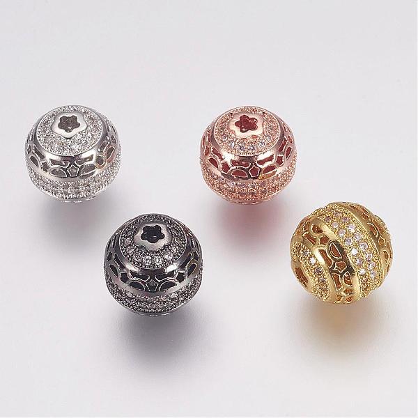 

PandaHall Brass Micro Pave Cubic Zirconia Beads, Round, Hollow, Mixed Color, 12mm, Hole: 2mm Brass+Cubic Zirconia Round