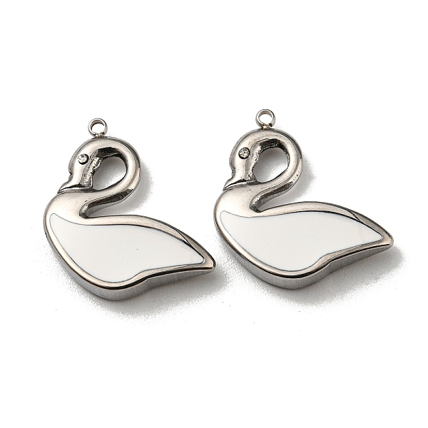 

PandaHall 304 Stainless Steel Enamel Pendants, Swan Charms, Stainless Steel Color, White, 17.5x17x3.5mm, Hole: 1mm Stainless Steel+Enamel...