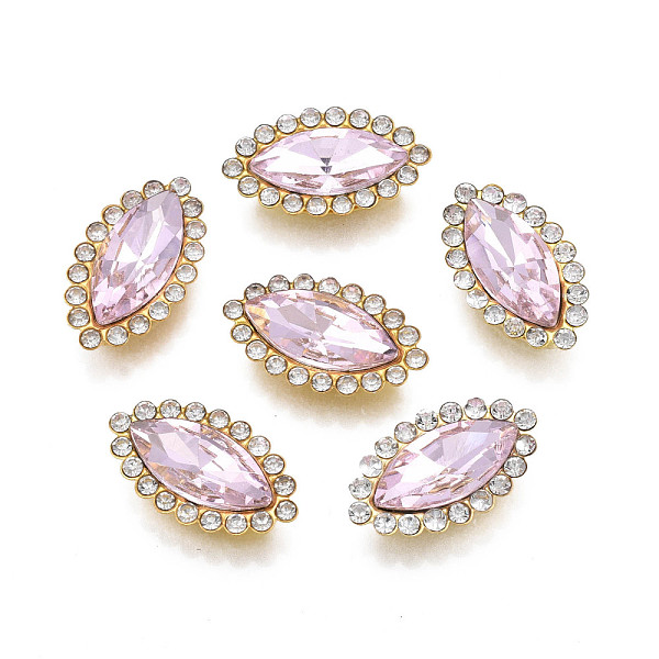 

PandaHall Sew on Rhinestone, Transparent Glass Rhinestone, with Iron Prong Settings, Faceted, Horse Eye, Light Rose, 20x12x6mm, Hole: 1.2mm..., Pink