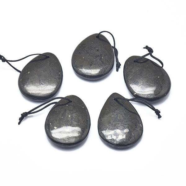 

PandaHall Natural Shungite Pendants, Teardrop, 40~42.5x30~31.5x7.5~8.5mm, Hole: 1mm Natural Gemstone Teardrop