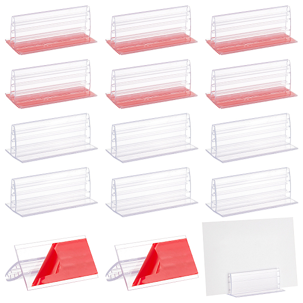 

PandaHall 15Pcs Plastic Advertising Clip Holder, Business Card Stand, Clear, 4.2x7.9x3.15cm, 15pcs/set Acrylic Clear