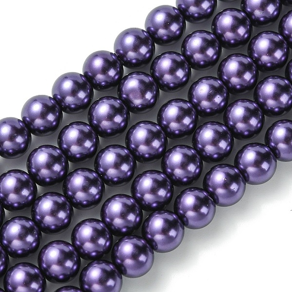 

PandaHall Eco-Friendly Dyed Glass Pearl Round Bead Strands, Cotton Cord Threaded, Indigo, 8mm, Hole: 0.7~1.1mm, about 52pcs/strand, 15 inch..., Purple