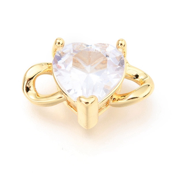 

PandaHall Brass Links Connectors, with Cubic Zirconia, Long-Lasting Plated, Heart, Real 18K Gold Plated, Clear, 10.5x18.5x7mm, Hole: 3x2.5mm...