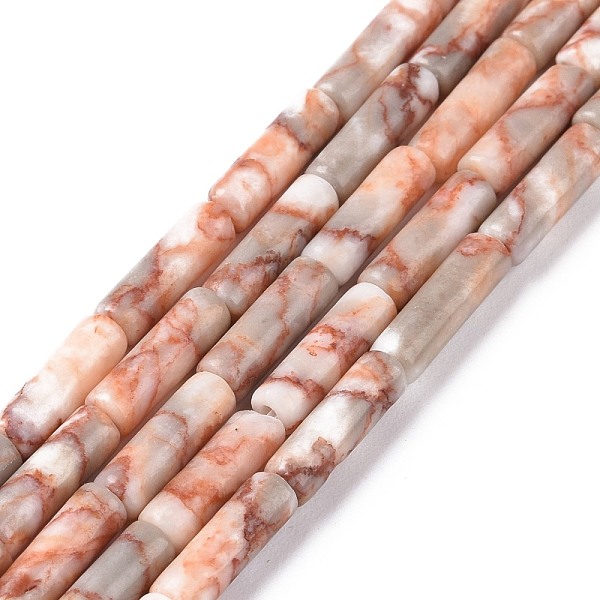 

PandaHall Natural Red Netstone Beads Strands, Column, 4x13~15mm, Hole: 1.2mm, about 28pcs/strand, 15 inch(38.1cm) Netstone Column