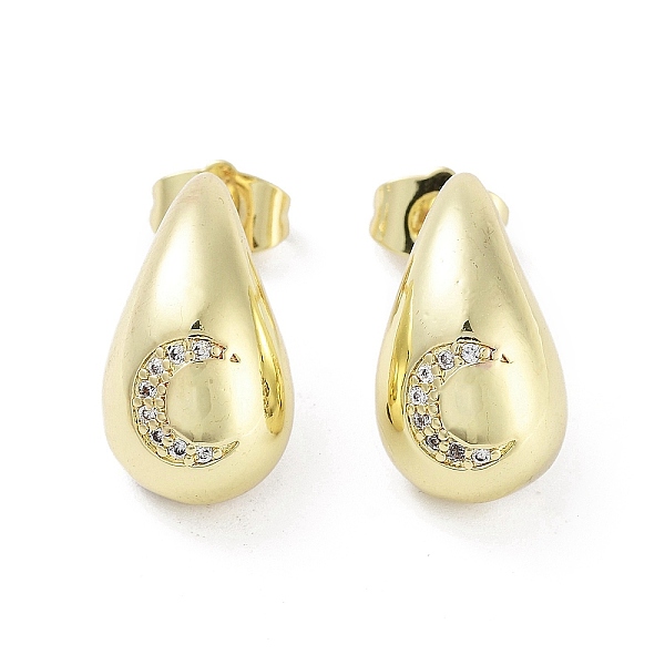 

PandaHall Teardrop Rack Plating Brass Cubic Zirconia Stud Earrings for Women, Long-Lasting Plated, Lead Free & Cadmium Free, Real 18K Gold...