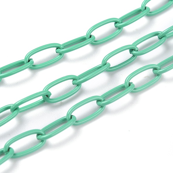 

PandaHall Spray Painted Brass Cable Chains, with Spool, Unwelded, Light Sea Green, 10x5x1mm, 32.8 Feet(10m)/roll Brass