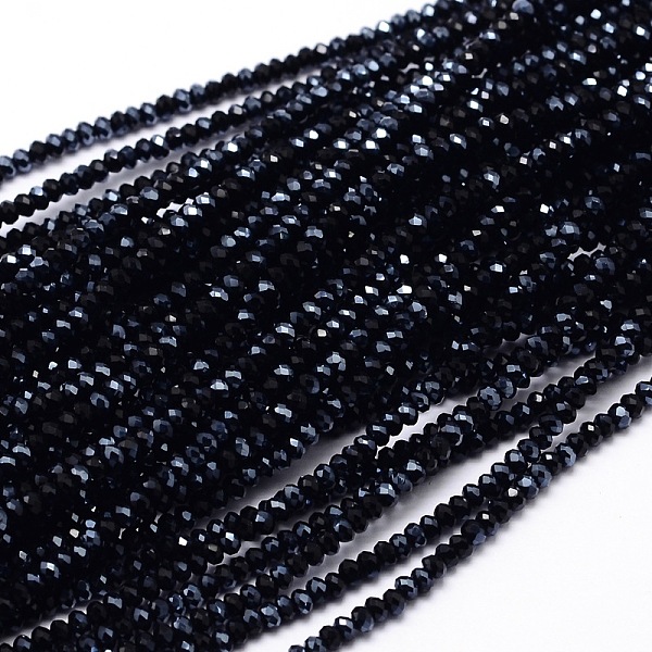 

PandaHall Faceted Rondelle Half Rainbow Plated Electroplate Glass Beads Strands, Black, 2.8~3x2mm, Hole: 0.8mm, about 200pcs/strand, 15.1...