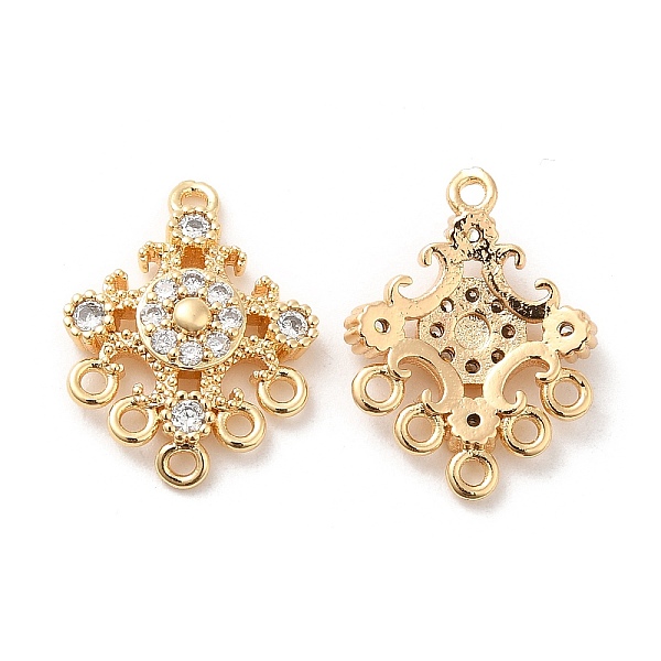 

PandaHall Brass Micro Pave Cubic Zirconia Chandelier Compomnent Links, Flower Connectors, Real 18K Gold Plated, 19.5x14.5x3.5mm, Hole: 1.2mm..., Clear
