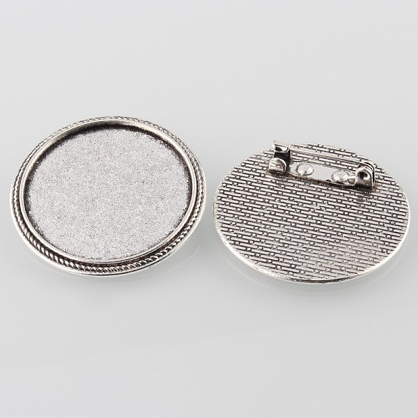 

PandaHall Vintage Alloy Brooch Cabochon Bezel Settings, Cadmium Free & Lead Free, with Iron Pin Back Bar Findings, Antique Silver, Flat...