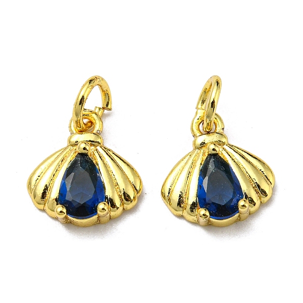 

PandaHall Real 18K Gold Plated Brass Pendants, with Glass and Jump Ring, Shell Shape Charms, Dark Blue, 11x10x3.5mm, Hole: 3mm Brass+Glass...