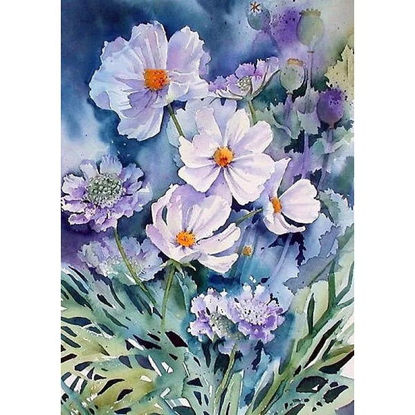 

PandaHall Flower DIY Diamond Painting Kit, Including Acrylic Board, Resin Rhinestones Bag, Diamond Sticky Pen, Tray Plate and Glue Clay..., Purple