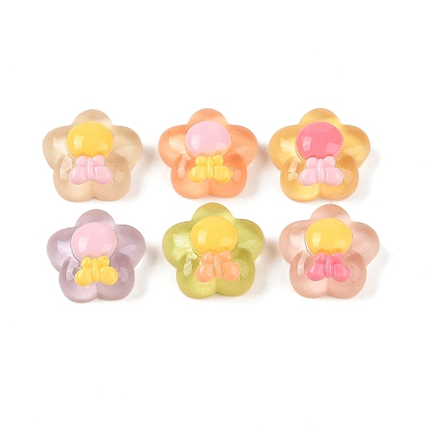 

PandaHall Candy Color Translucent Resin Decoden Cabochons, Flower with Balloon, 13x13x7mm Resin Flower Multicolor