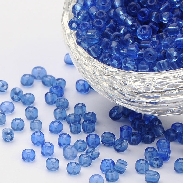 

PandaHall (Repacking Service Available) Glass Seed Beads, Transparent, Round, LiGoht Blue, 6/0, 4mm, Hole: 1.5mm, about 12G/bag Glass