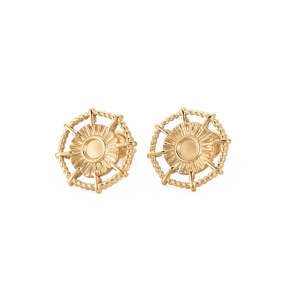 

PandaHall Ion Plating(IP) 304 Stainless Steel Stud Earring Findings, Earring Setting for Enamel, with Ear Nuts, Helm, Real 14K Gold Plated...