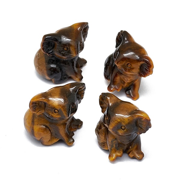 

PandaHall Natural Tiger Eye Sculpture Display Decorations, for Home Office Desk, Koala, 24~27x26~30.5x29~30mm Tiger Eye Other Animal
