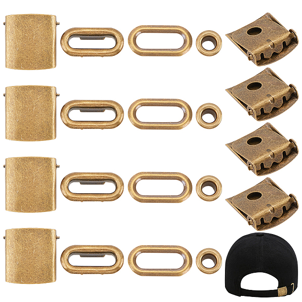 

PandaHall BENECREAT 30 Sets Stainless Steel Peaked Cap Adjuster Kits, Baseball Cap Buckle with Eyelet, Antique Bronze, 21x21.5x6.5mm, Hole...