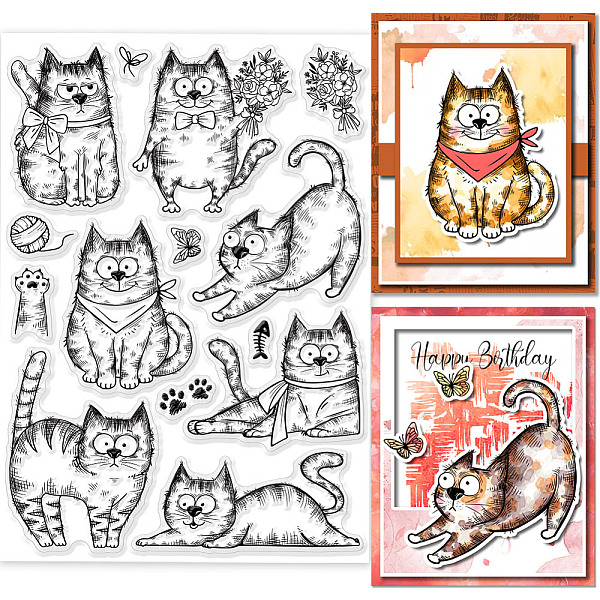 

PandaHall GLOBLELAND 8.3x5.8in Cartoon Flower Cat Clear Stamps for DIY Scrapbooking Lovely Cat Flower Silicone Stamp Seals Transparent Stamp...
