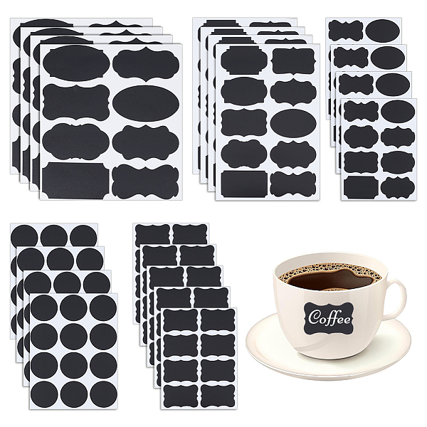 

PandaHall CRASPIRE 35 Sheets 5 Styles PVC Chalkboard Labels Blank Stickers, Waterproof Reusable Blackboard Stickers for Pantry Jar, Office...