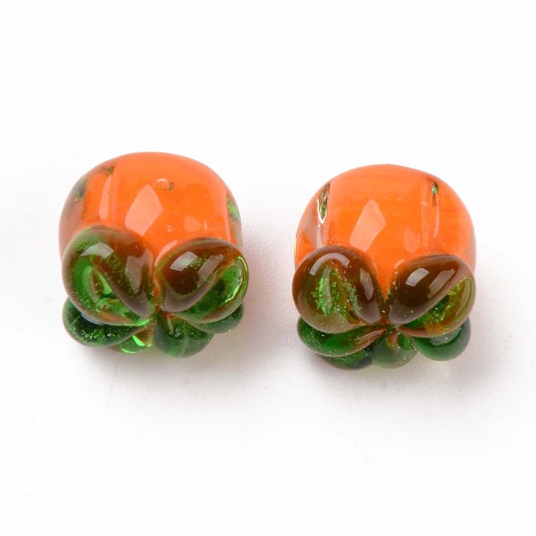 

PandaHall Autumn Theme Handmade Bumpy Lampwork Beads, Persimmon, Coral, 11~12x14~15x14~15mm, Hole: 1.2mm Lampwork Fruit Red
