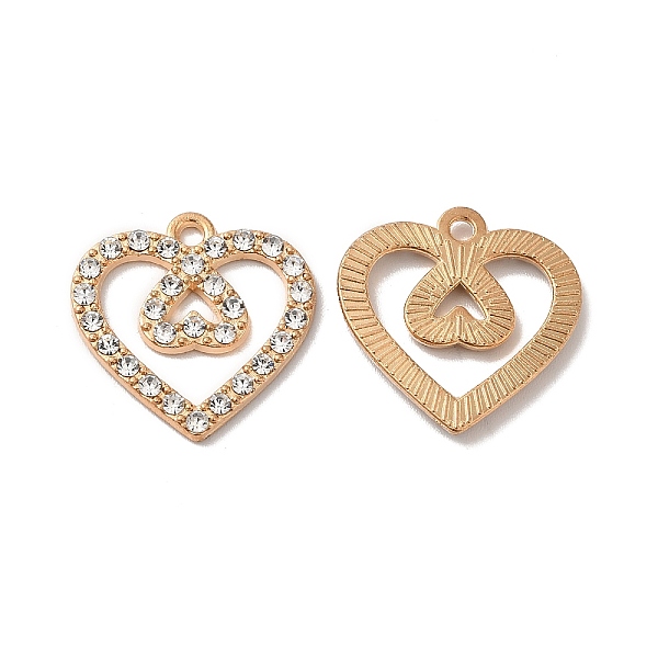 

PandaHall Alloy Rhinestone Pendants, Heart Charms, Light Gold, 19x19x2mm, Hole: 1.6mm Acrylic+Rhinestone Heart